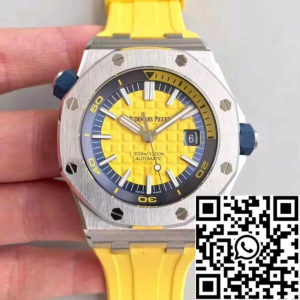 Audemars Piguet Royal Oak Offshore Diver 15710ST.OO.A051CA.01 JF Factory 1:1 Best Edition Swiss ETA3120 Yellow Textured Dial