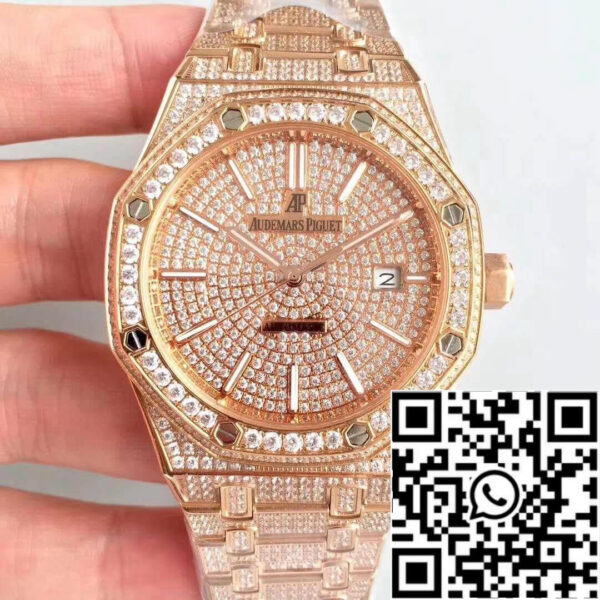 Audemars Piguet Royal Oak 1:1 Best Edition Swiss ETA3120 Rose Gold Diamond Dial