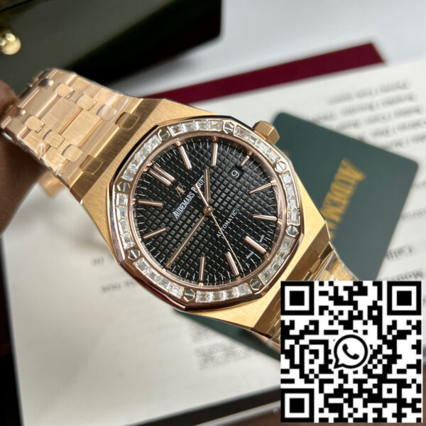Audemars Piguet Royal Oak 15400OR custom Moissanite baguette and 18k rose gold