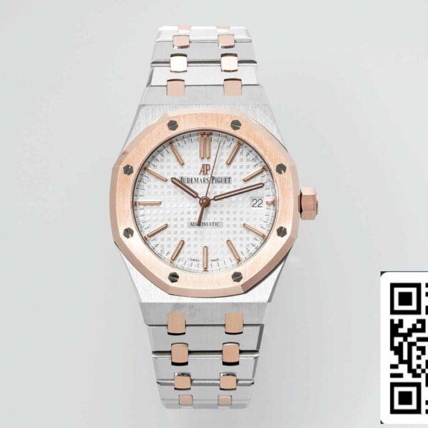 Audemars Piguet Royal Oak 15450SR.OO.1256SR.01 APS Factory 1:1 Best Edition V3 White Dial Rose Gold and Steel