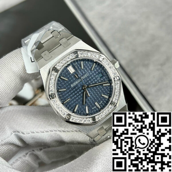 Audemars Piguet Royal Oak 67651IP.ZZ.1261IP.01 1:1 Best Edition ZF Factory Blue Dial Moissanite bezel