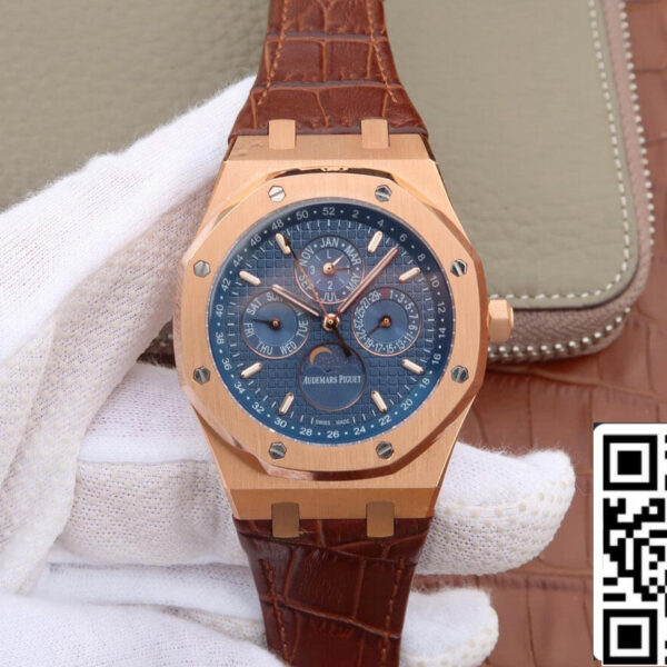 Audemars Piguet Royal Oak Perpetual Calendar 26574 1:1 Best Edition JF Factory Rose Gold Blue Dial