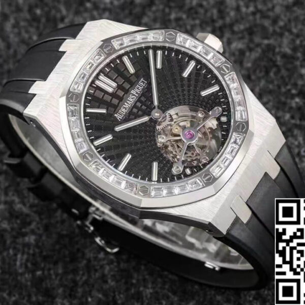 Audemars Piguet Royal Oak Tourbillon 1:1 Best Edition R8 Factory V3 Black Rubber Strap