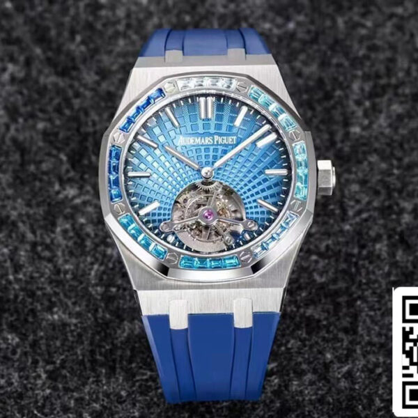 Audemars Piguet Royal Oak Tourbillon 1:1 Best Edition R8 Factory V3 Blue Rubber Strap