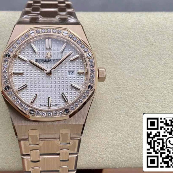 Audemars Piguet 67651 Quartz 33mm 1:1 Best Edition ZF Factory White Dial Rose Gold Diamond