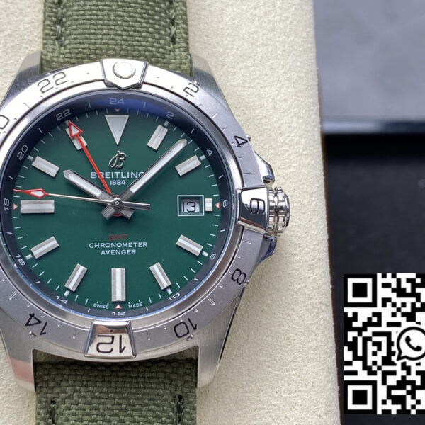 Breitling Avenger Automatic GMT 44 BLS Factory 1:1 Best Clone Green Dial Velcro Strap