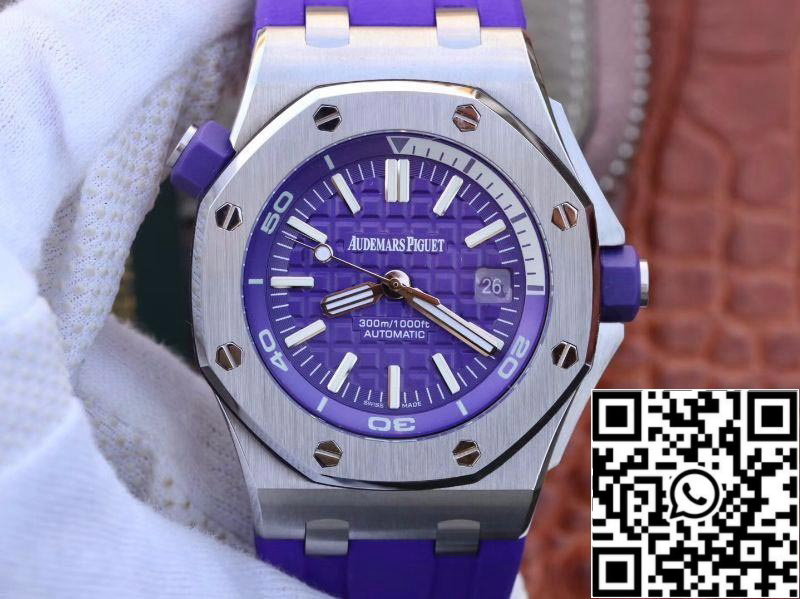 Audemars Piguet Royal Oak Offshore Diver 15710ST.OO.A077CA.01 1:1 Best Edition Swiss ETA3120 Superlumed Purple textured dial