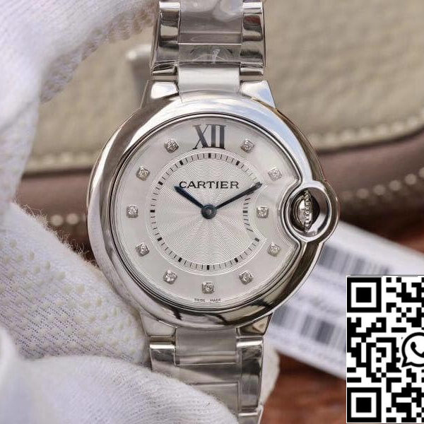 Ballon Bleu De Cartier 33mm V6 Factory 1:1 Best Edition Swiss Quartz ETA157 White Dial