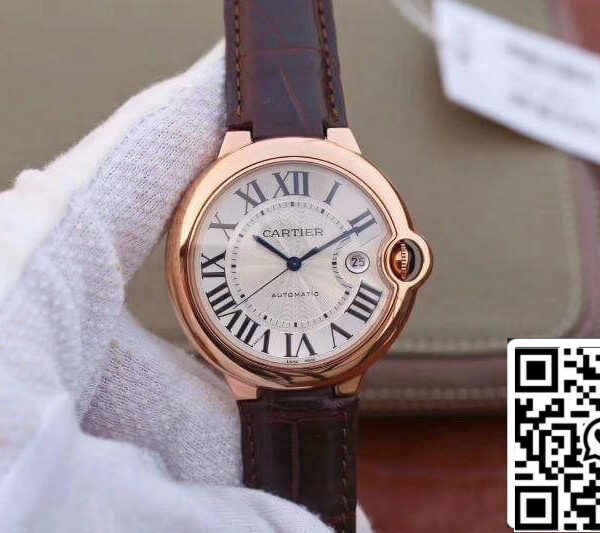 Ballon Bleu De Cartier 42 WGBB0017 V9 Factory 1:1 Best Edition Swiss ETA2824-2 Rosegold Wrapped Silver Dial