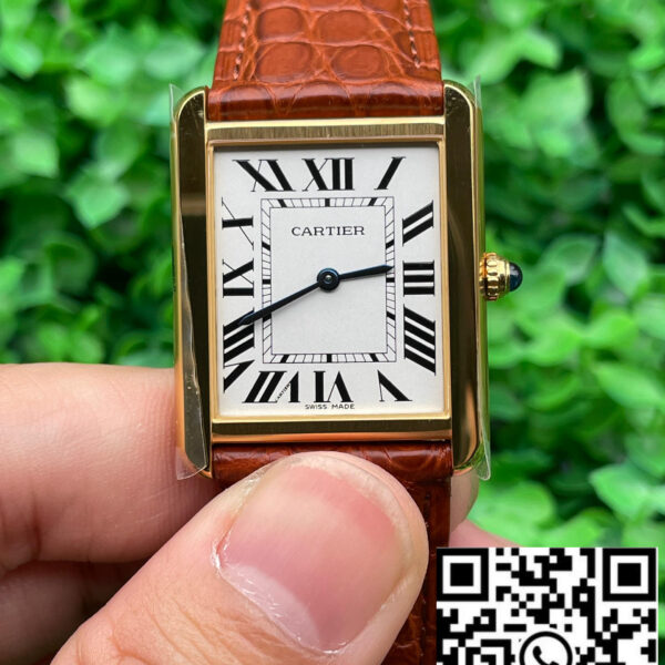 Cartier Tank W5200026 1:1 Best Edition BV Factory Yellow Gold Brown Leather Strap