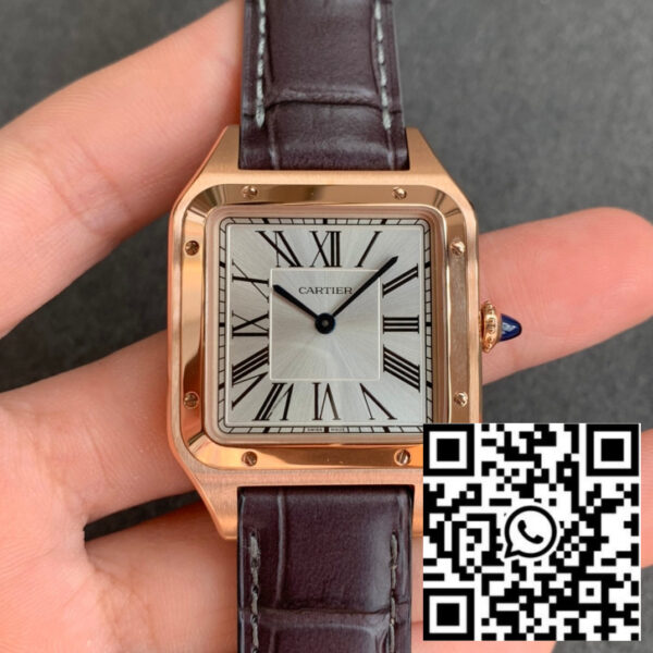Cartier Santos-Dumont WGSA0022 1:1 Best Edition F1 Factory Silver Dial Brown Strap