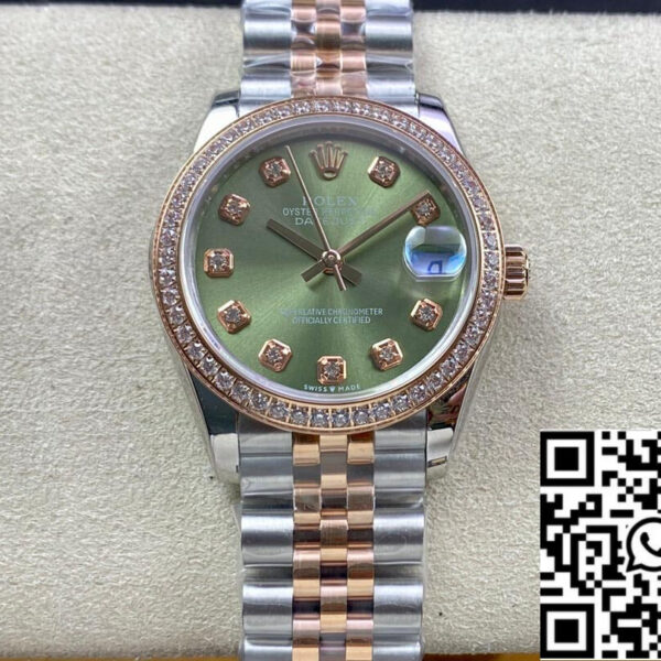 Rolex Datejust 31MM 1:1 Best Edition EW Factory Rose Gold Green Dial