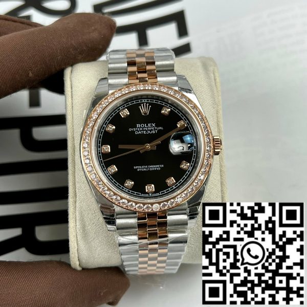 Rolex Datejust 36mm Black With Diamonds Dial 126281RBR 1:1 Best Edition EW Factory Black Dial Swiss ETA3235