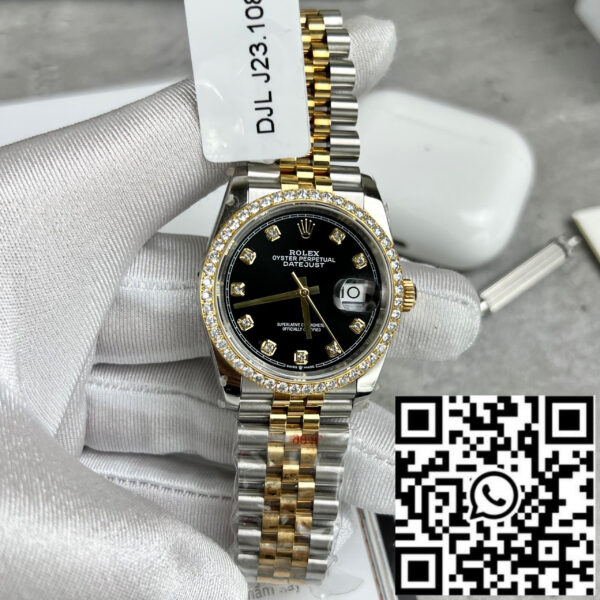 Rolex Datejust 36mm Diamonds 126283RBR 18k yellow gold and moissanite