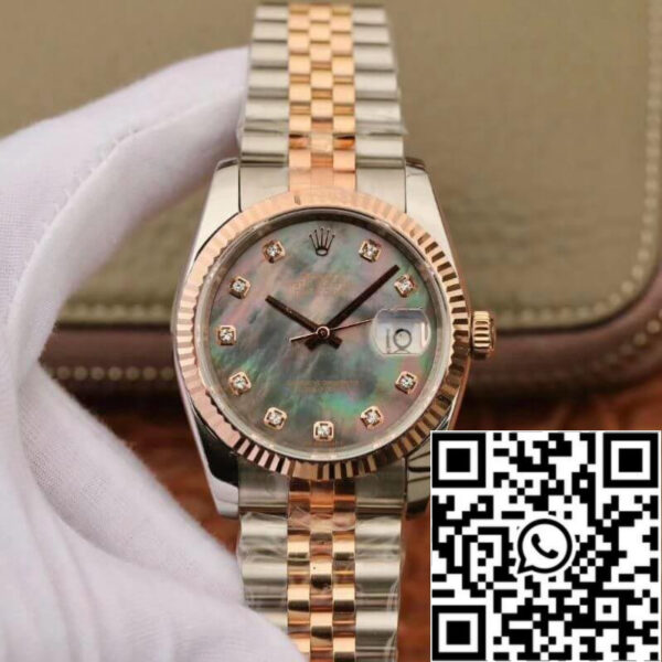 Rolex Datejust  36mm GM Factory 1:1 Best Edition Gray Dial Diamond Markers 18K Gold Wrapped Swiss ETA3135