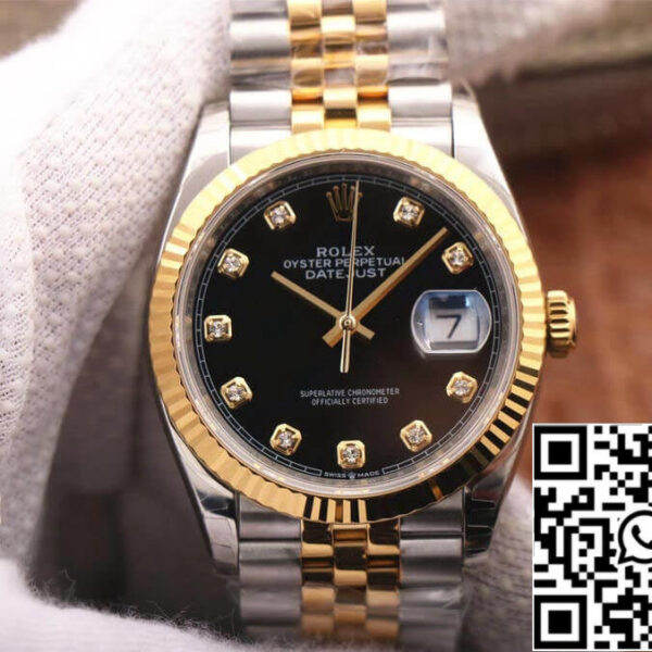 Rolex Datejust M126233-0021 1:1 Best Edition EW Factory Yellow Gold Black Dial