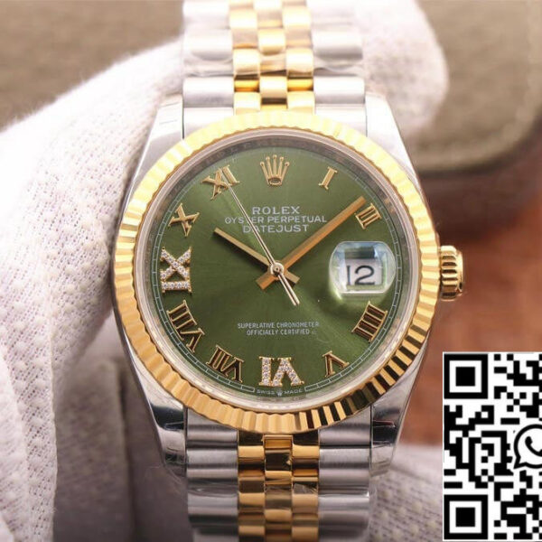 Rolex Datejust M126233-0025 1:1 Best Edition EW Factory Diamond-Studded Olive Green Dial