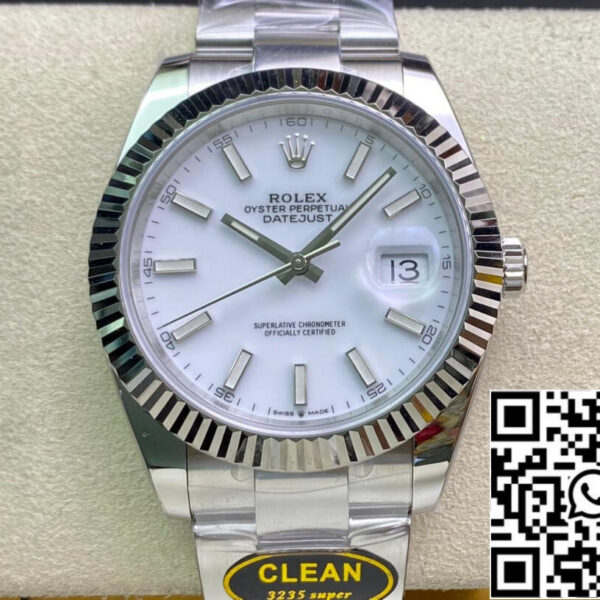 Rolex Datejust M126334-0009 41mm Oyster Strap Clean Factory White Dial