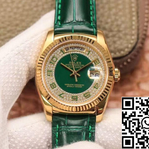 Rolex Day-Date 118138 1:1 Best Edition green dial with diamonds Swiss ETA2836