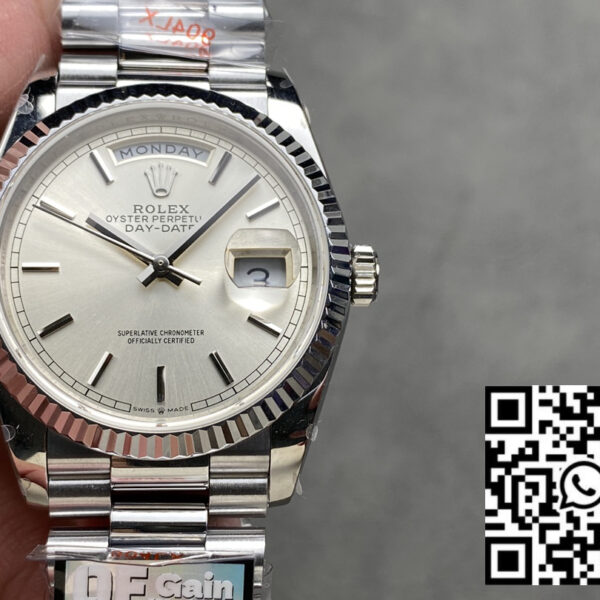 Rolex Day Date 128239-0005 QF Factory 1:1 Super Clone Silver Index Dial