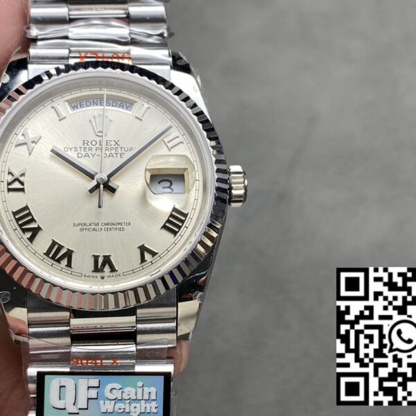 Rolex Day Date 128239 QF Factory 1:1 Super Clone Silver Numeral Dial