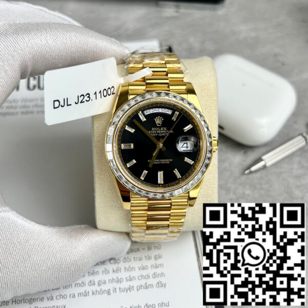 Rolex Day-Date 40 228398TBR wrapped yellow gold 18k and Baguette moissanite bezel