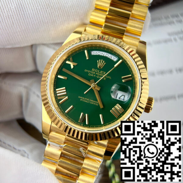 Rolex Day-Date 40 Yellow Gold 228238 Green Rom 1:1 best edition 175 gram V3 GM Factory CounterWeight Version
