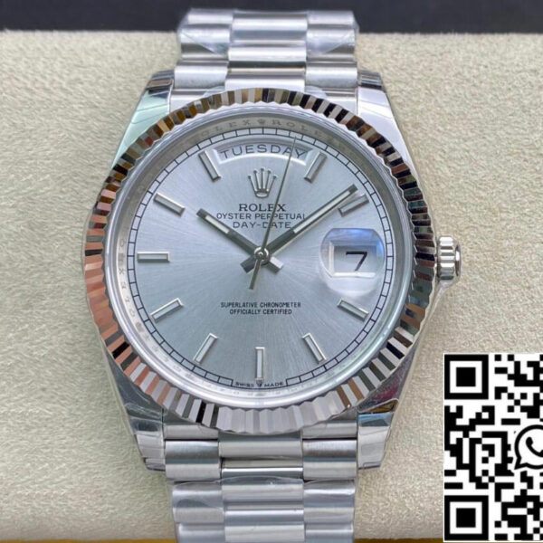 Rolex Day Date 40MM 1:1 Best Edition EW Factory Silver Dial