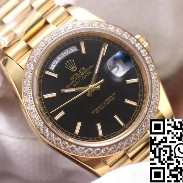 Rolex Day Date 40MM 1:1 Best Edition EW Factory Yellow Gold Black Dial
