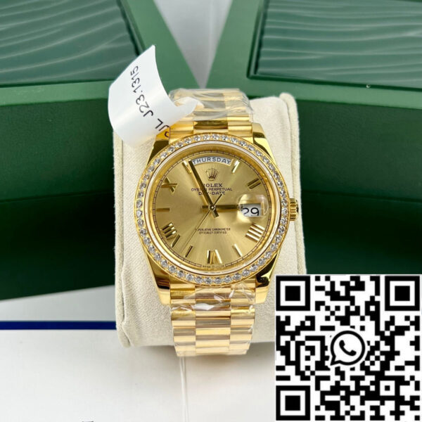 Rolex Day-Date 40mm 228238-0006 coated 18k yellow gold Best 1:1 Edition moissanite bezel