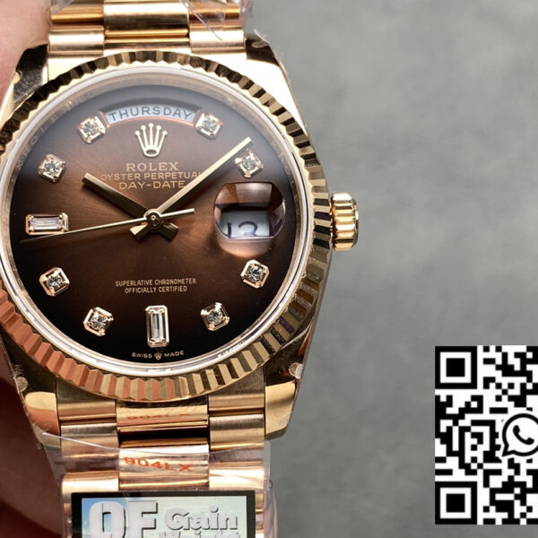 Rolex Day Date M128235-0037 ombre Dialmond Dial QF Factory 1:1 Super Clone Rose Gold 36