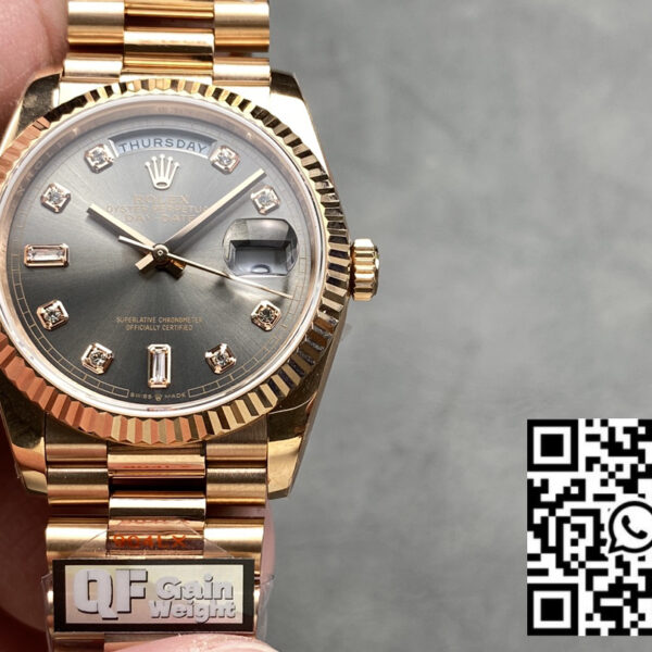 Rolex Day Date M128235 purple mother of pearl QF Factory 1:1 Super Clone Rose Gold 36