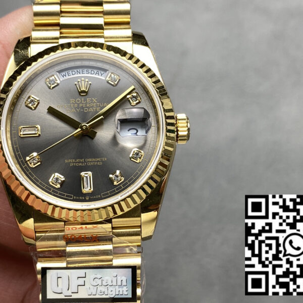 Rolex Day Date M128235 purple mother of pearl QF Factory 1:1 Super Clone Yellow Gold 36
