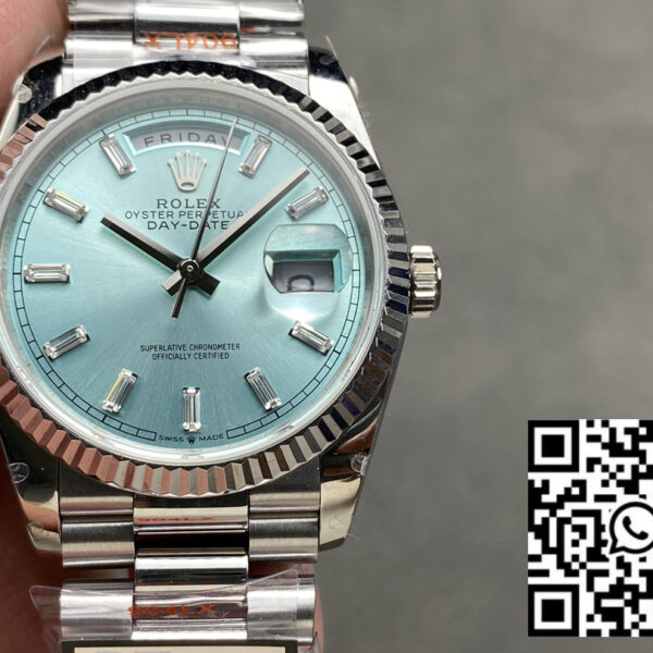 Rolex Day Date M128236 QF Factory 1:1 Super Clone Ice Blue Dial 36mm