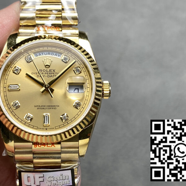 Rolex Day Date M128238-0008 – 128238-0008 Diamond Dial QF Factory 1:1 Super Clone 36mm