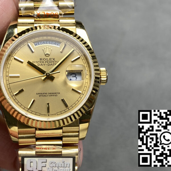 Rolex Day Date M128238-0045 – 128238-0045 Index Dial QF Factory 1:1 Super Clone 36mm