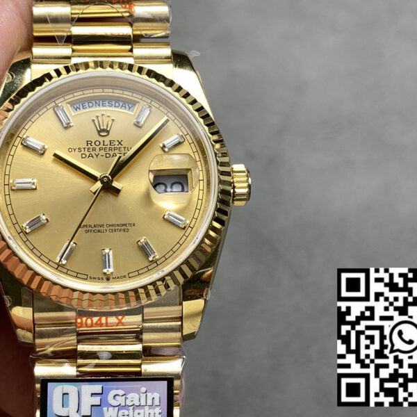 Rolex Day Date M128238 Yellow Gold Diamond Dial QF Factory 1:1 Super Clone 36mm