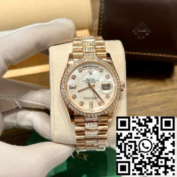 Rolex Day-Date M128345RBR-0030 Mother of Pearl 1:1 Best Edition custom 18k and moissanite