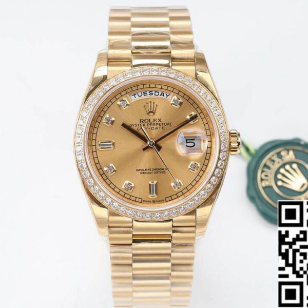 Rolex Day Date M128348RBR-0008 1:1 Best Edition EW Factory Diamond Dial