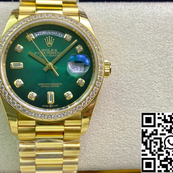 Rolex Day Date M128348RBR-0035 1:1 Best Edition EW Factory Gradient Green Dial