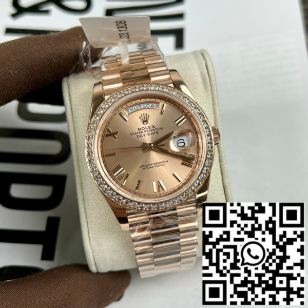 Rolex Oyster Day-Date 40mm 228235 coated 18k rose gold Best 1:1 Edition 130 gram moissanite bezel