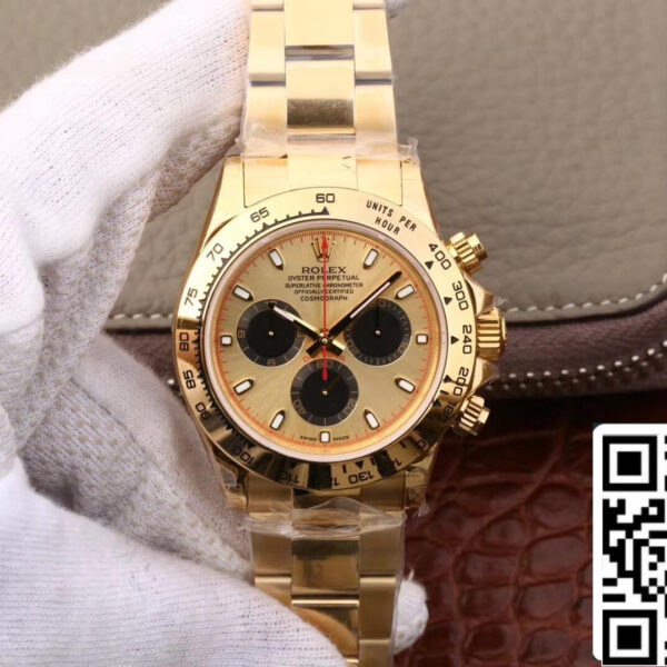 Rolex Daytona 116508 1:1 Best Edition JH Factory Yellow Gold Black Chronograph