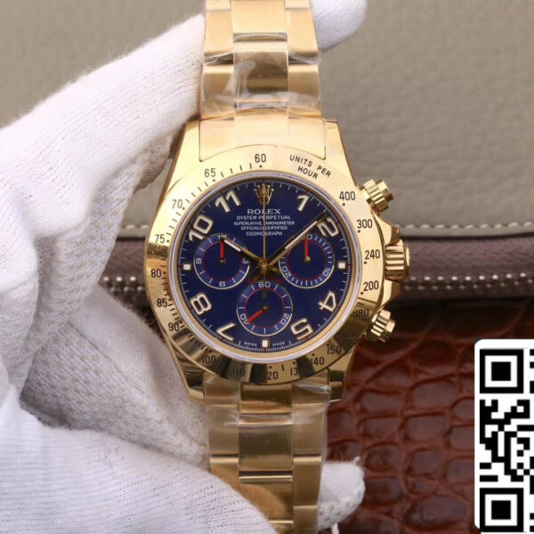Rolex Daytona Cosmograph 116528 1:1 Best Edition JH Factory Yellow Gold Blue Dial