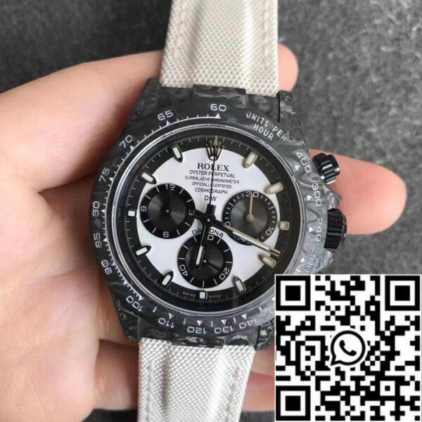 Rolex Daytona Cosmograph Carbon Fiber Diw Customized Version 1:1 Best Edition Noob Factory White Dial