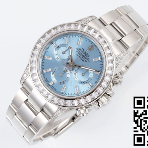 Rolex Daytona Rainbow Ice Blue Dial 40mm 1:1 Best Clone EF Factory Rubber Strap SS