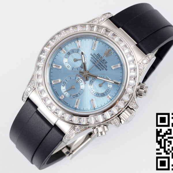 Rolex Daytona Rainbow Ice Blue Dial 40mm 1:1 Best Clone EF Factory Rubber Strap