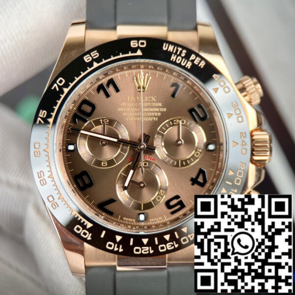 Rolex Daytona Rose Gold Chocolate Arabic Dial & Ceramic Bezel Oysterflex Rubber Bracelet 116515LN