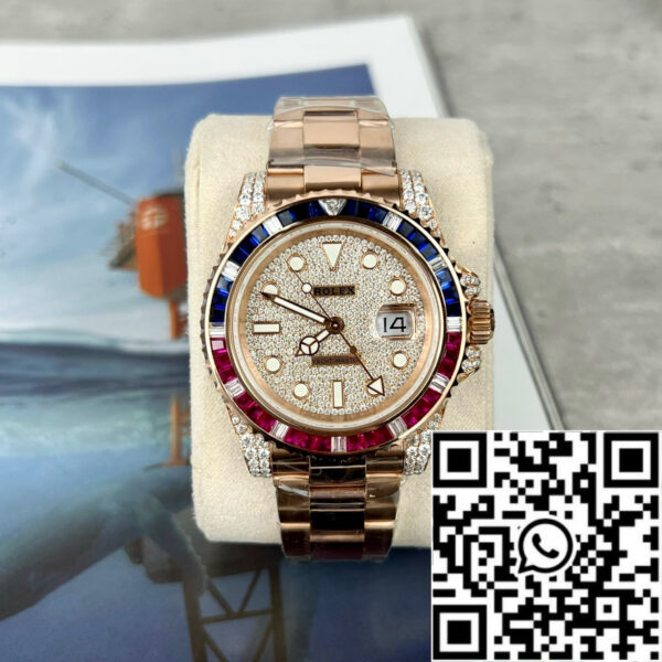 Rolex GMT-Master II 126755 SARU-DIAO Best 1:1 Edition Ruby Stone and Moissanite 18k gold