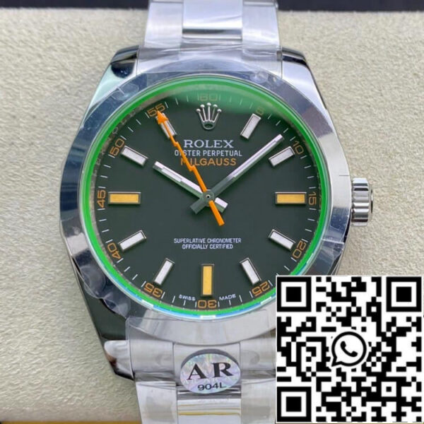 Rolex Milgauss 116400GV AR Factory 1:1 Best Edition Swiss ETA3131 Black Dial