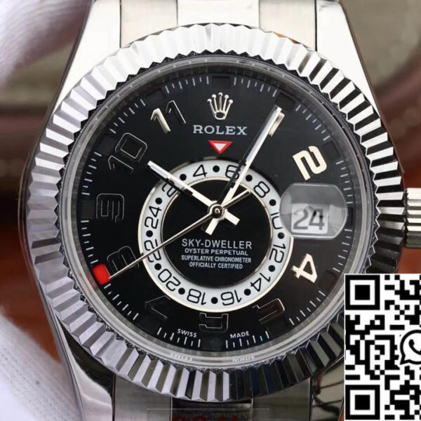 Rolex Sky Dweller 326939 Best 1:1 Edition Noob Factory Black dial and Silver